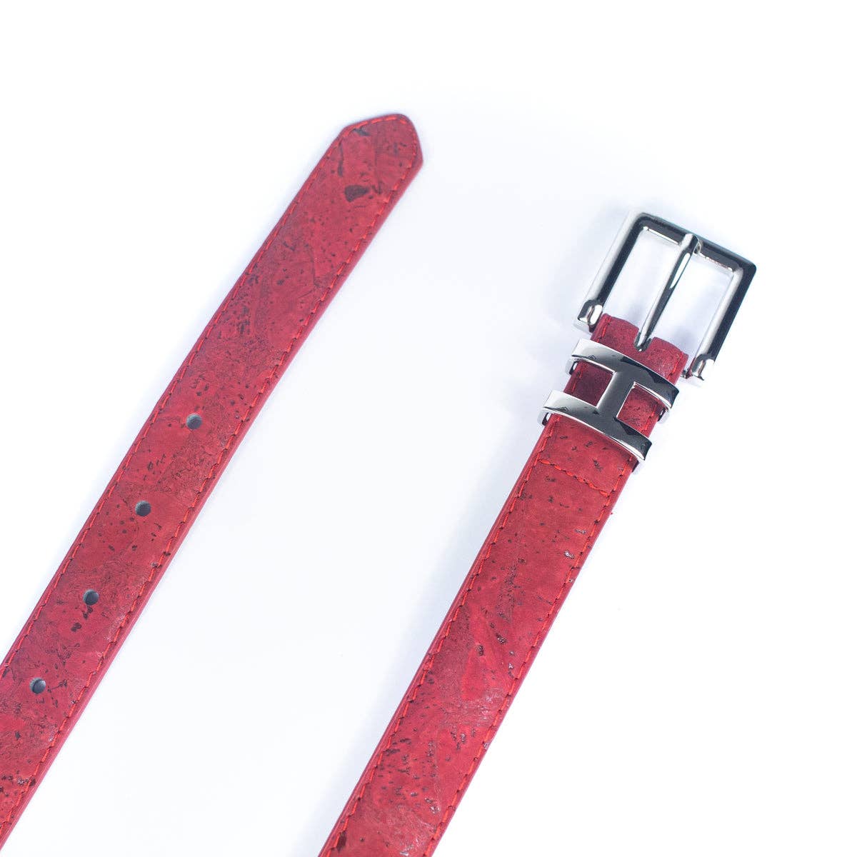 Meninas Bonitas Cork – wholesale Belt – Women's – Double-Sided Cork Belt with H Logo Design, Women's Silver L-10045