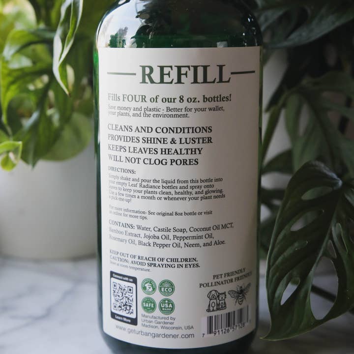 Urban Gardener - Wholesale Fertilizer - Leaf Radiance 32oz Refill Bottle - Ready to use leaf cleaner1