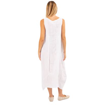 VeraMay - Wholesale Dress – Women's - 6381 White Vera May Italian Linen Dress1