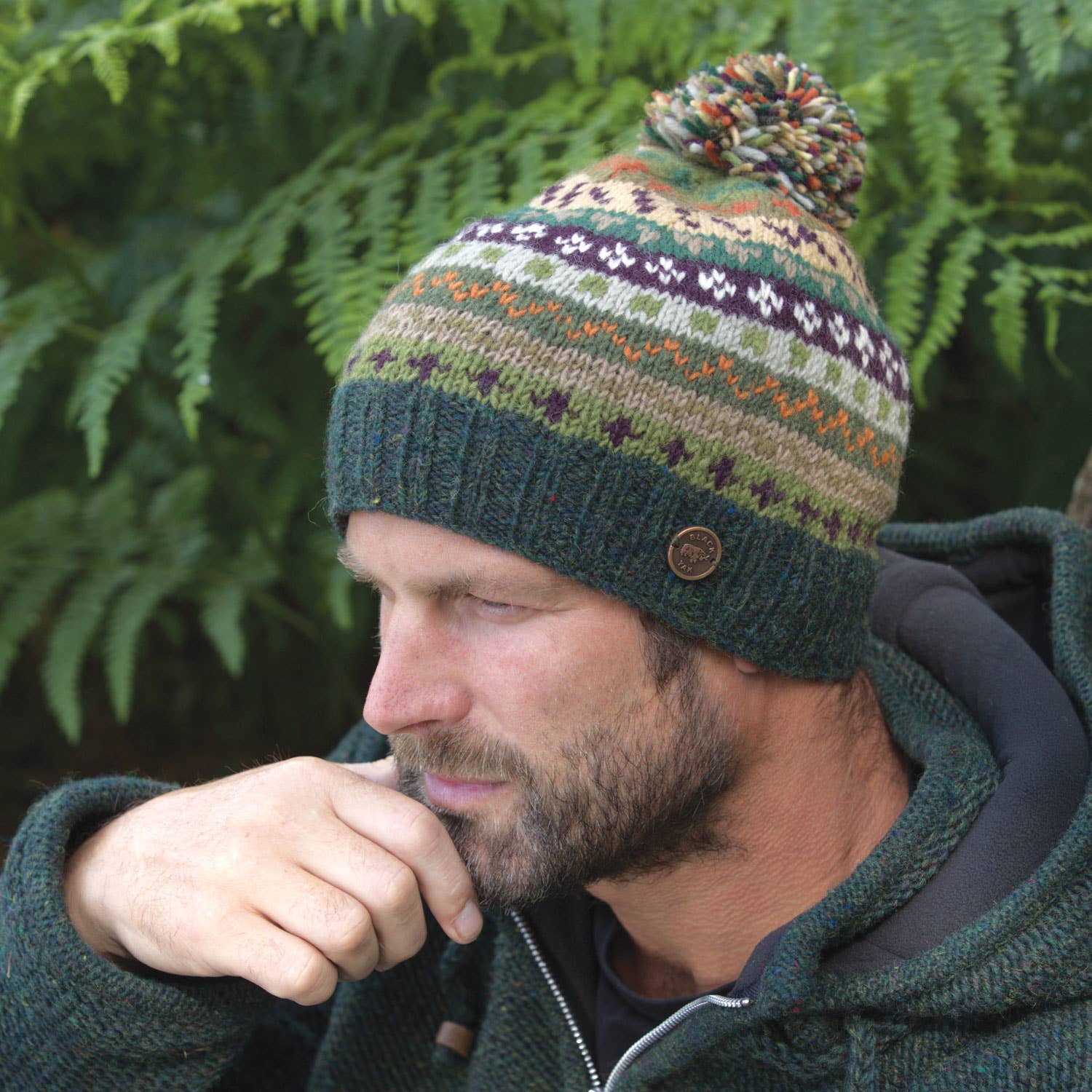 Black Yak Ltd - Wholesale Beanie - Unisex - Fair Isle Bobble Hat - Pure Wool - Knitted - Fair Trade6