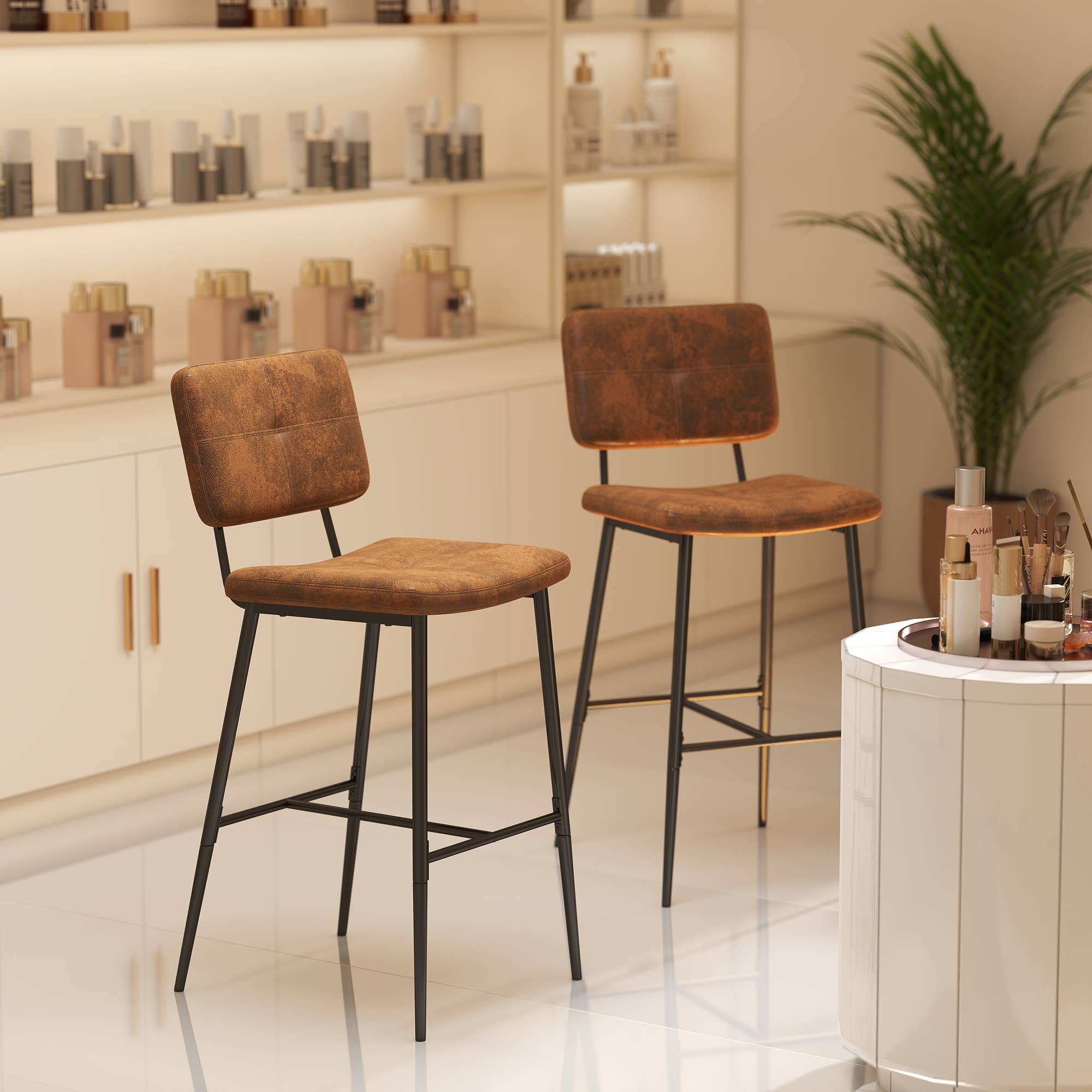 HOMYCASA DESIGN INC - Wholesale Stool - Rustic Suede Counter Height Bar Stool with Metal Frame2