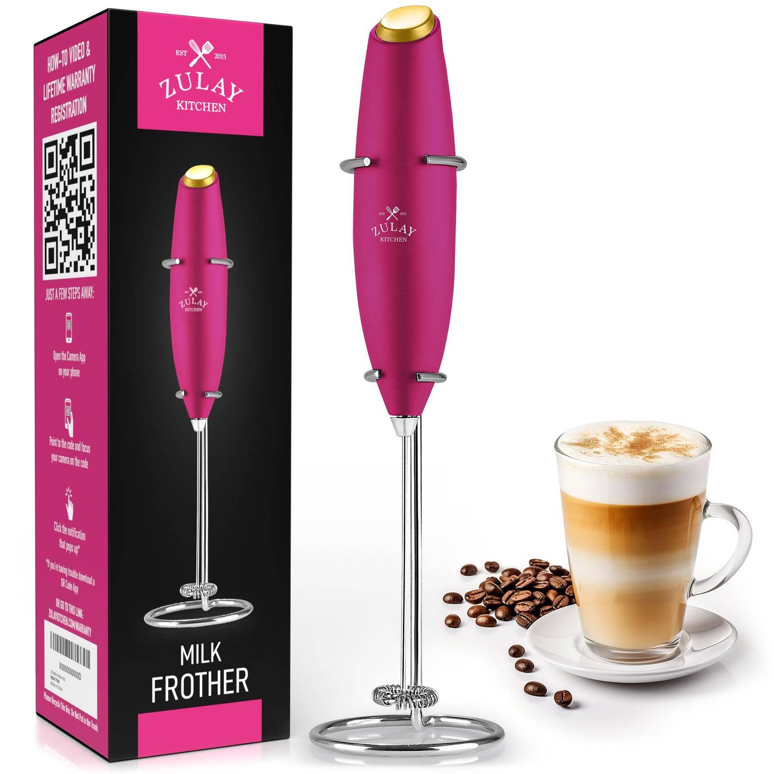 Zulay Kitchen - Wholesale Kitchen Tool/Gadget - Powerful Handheld Milk Frother - With Stand16
