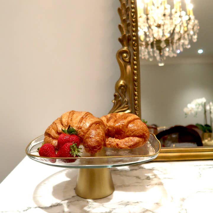 Prato Bolo de Vidro com pé dourado por atacado de VIVIENCE