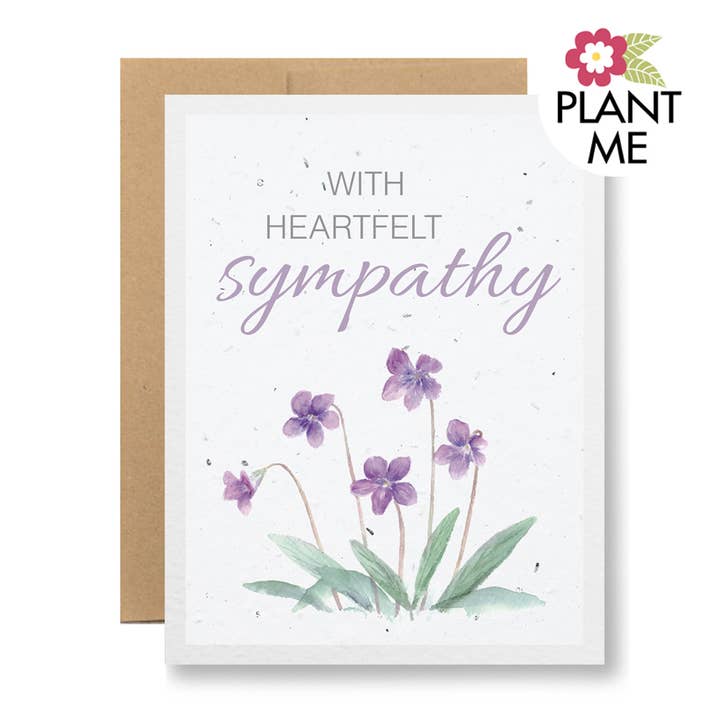 Plantable Seed Paper Greeting Card - With heartfelt sympathy for wholesale by Seedy Cards