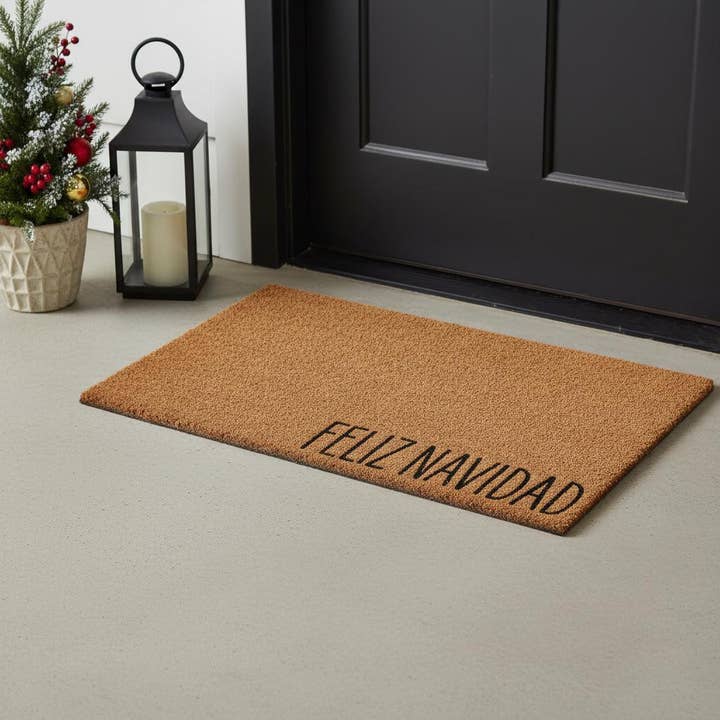 HomeRoots - Wholesale Door Mat - 17" X 29" Brown Christmas Feliz Navidad Outdoor Coir Door Mat1