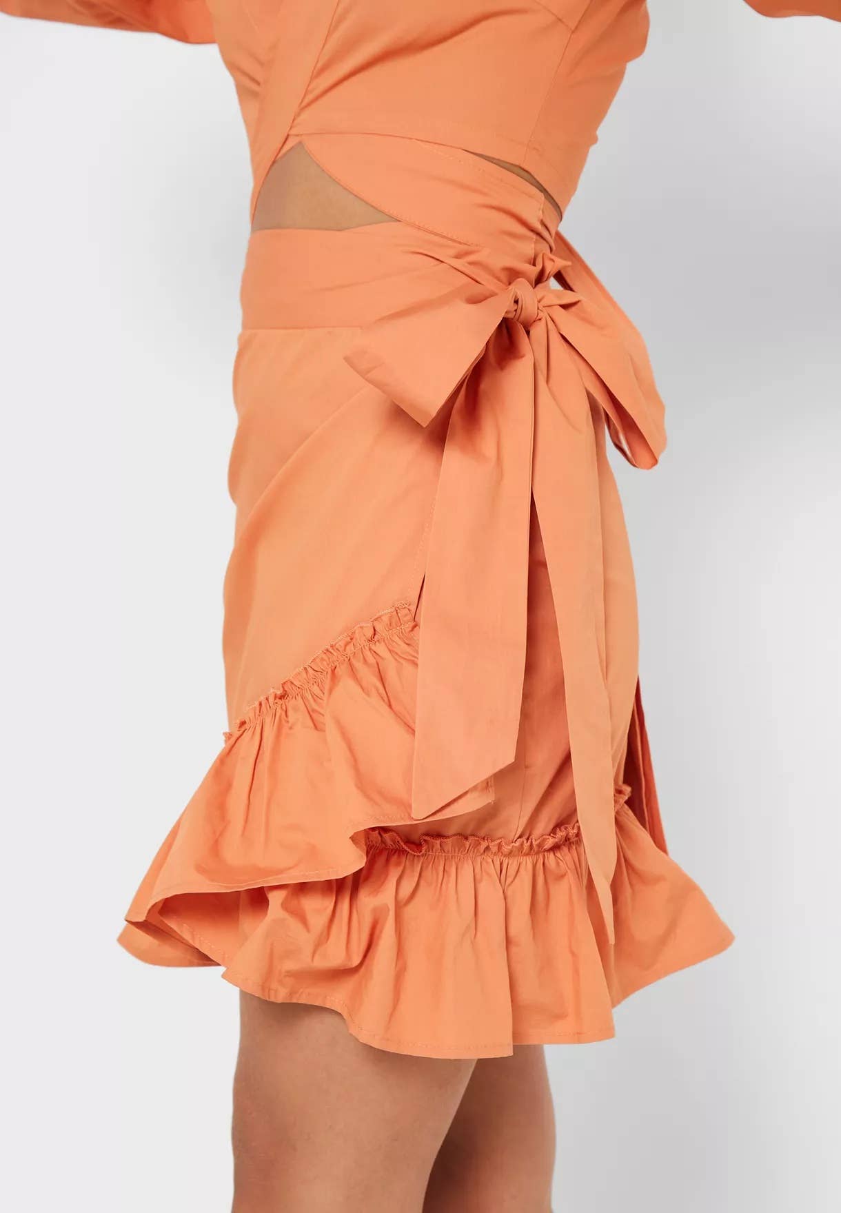 Rust Jacinta Puff Sleeve Crop Wrap Top for wholesale on Faire3