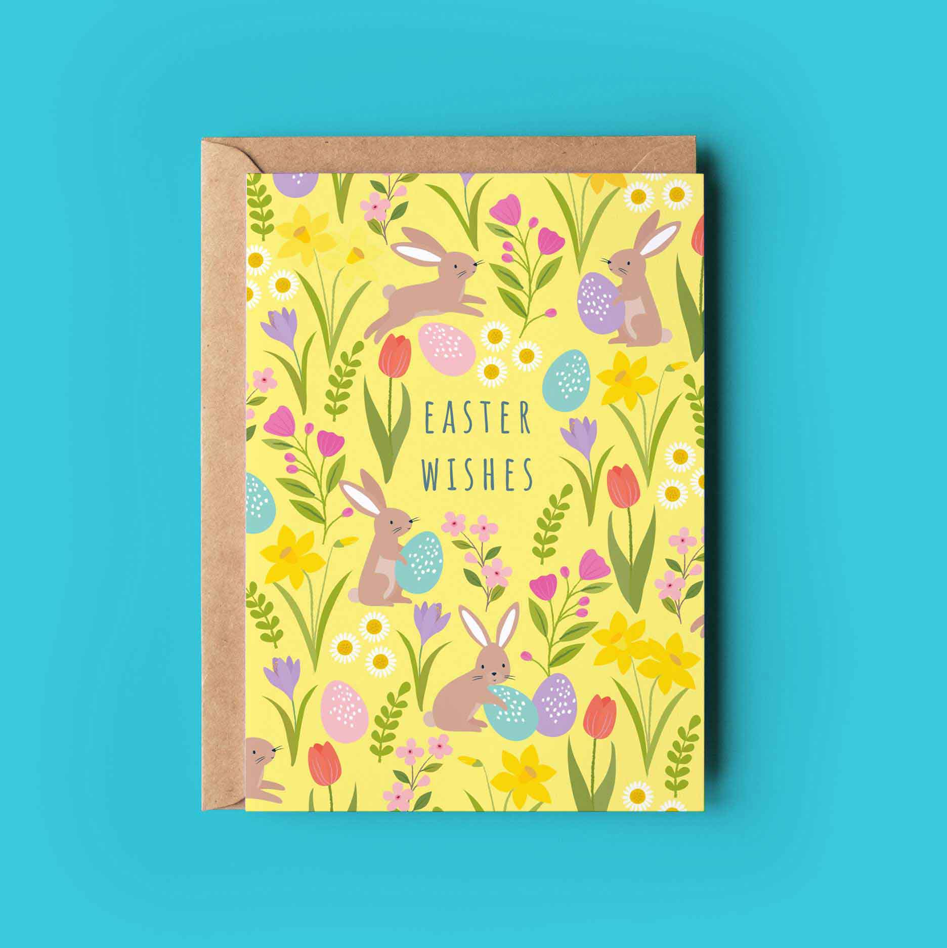 Klara Hawkins - Wholesale Easter Card - Spring bunny and floral patterned Easter card3