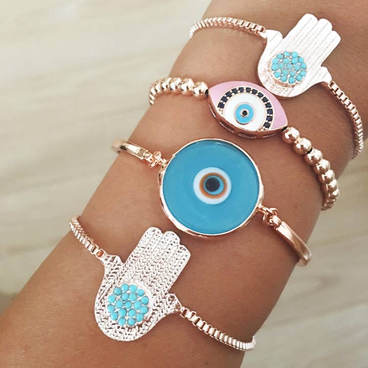 Evileyefavor - Wholesale Jewelry Set - Rose Gold Bracelet Set, Evil Eye Hamsa Bracelet2