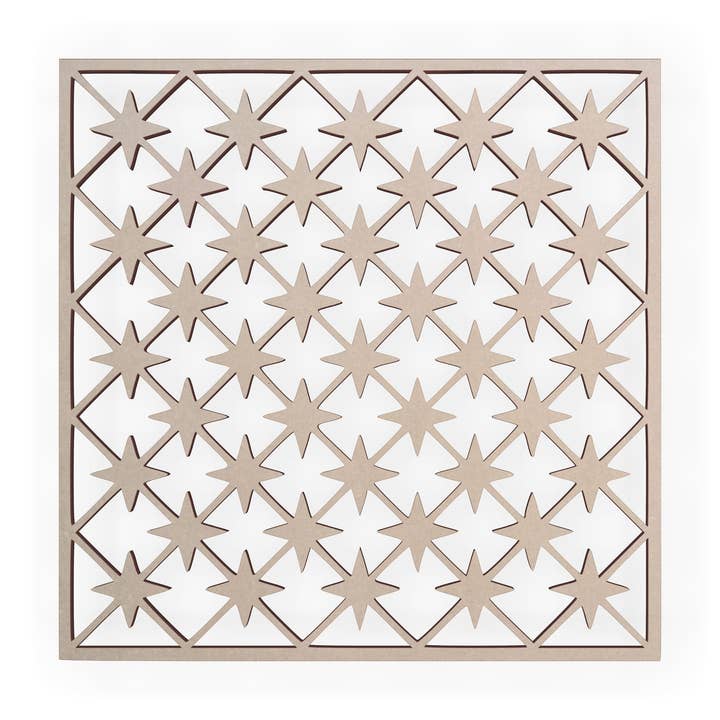 Pannello in legno traforato a forma di croce a stella, motivo mandala per la vendita all'ingrosso da parte di Jess and Jessica