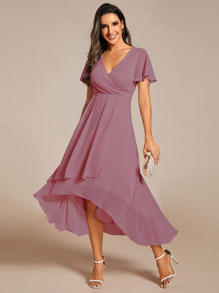 Ever-Pretty - Wholesale Dress – Women's - V-Neck Midi Chiffon Wedding Guest Dresses34
