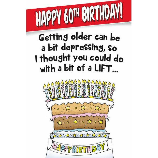 Gesichtsschmerz 60. Geburtstag Cartoon-Kuchen mit Geburtstagsbanner für den Großhandel von EMOTIONAL RESCUE