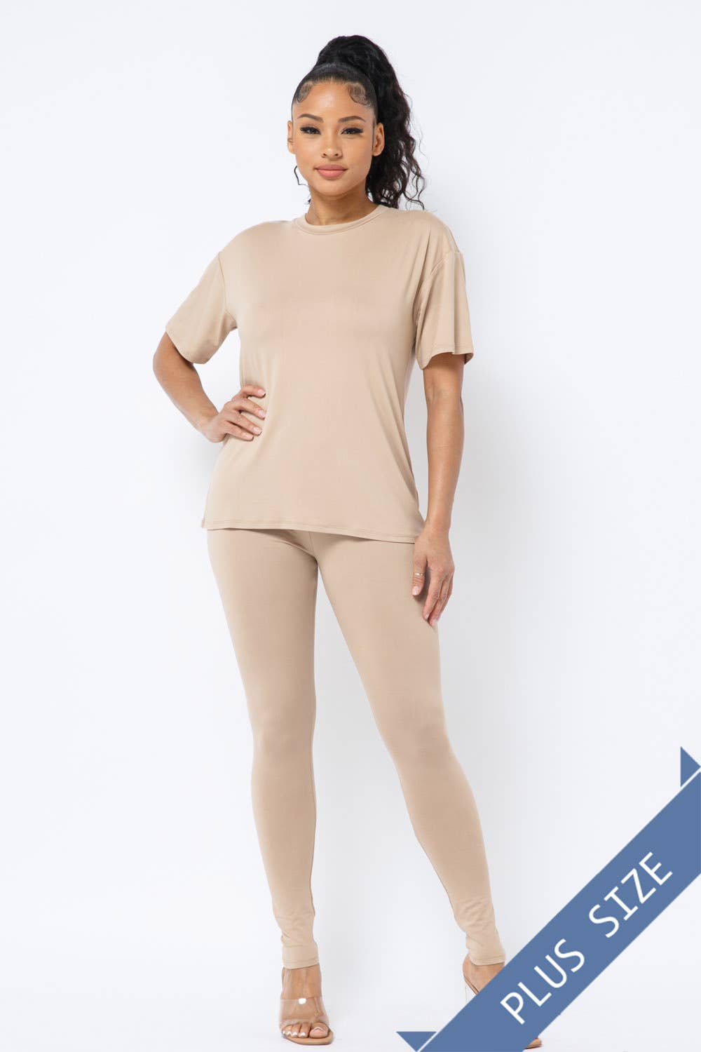 Julia by LoveJ - Wholesale Top & Pant Set (NOT Loungewear) - Women's - Plus Size Brushed Dty Round Neck Top Leggings Set19