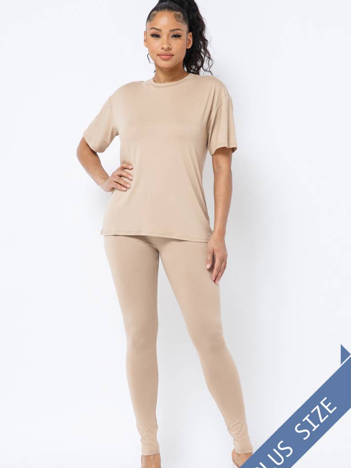 Julia by LoveJ - Wholesale Top & Pant Set (NOT Loungewear) - Women's - Plus Size Brushed Dty Round Neck Top Leggings Set19