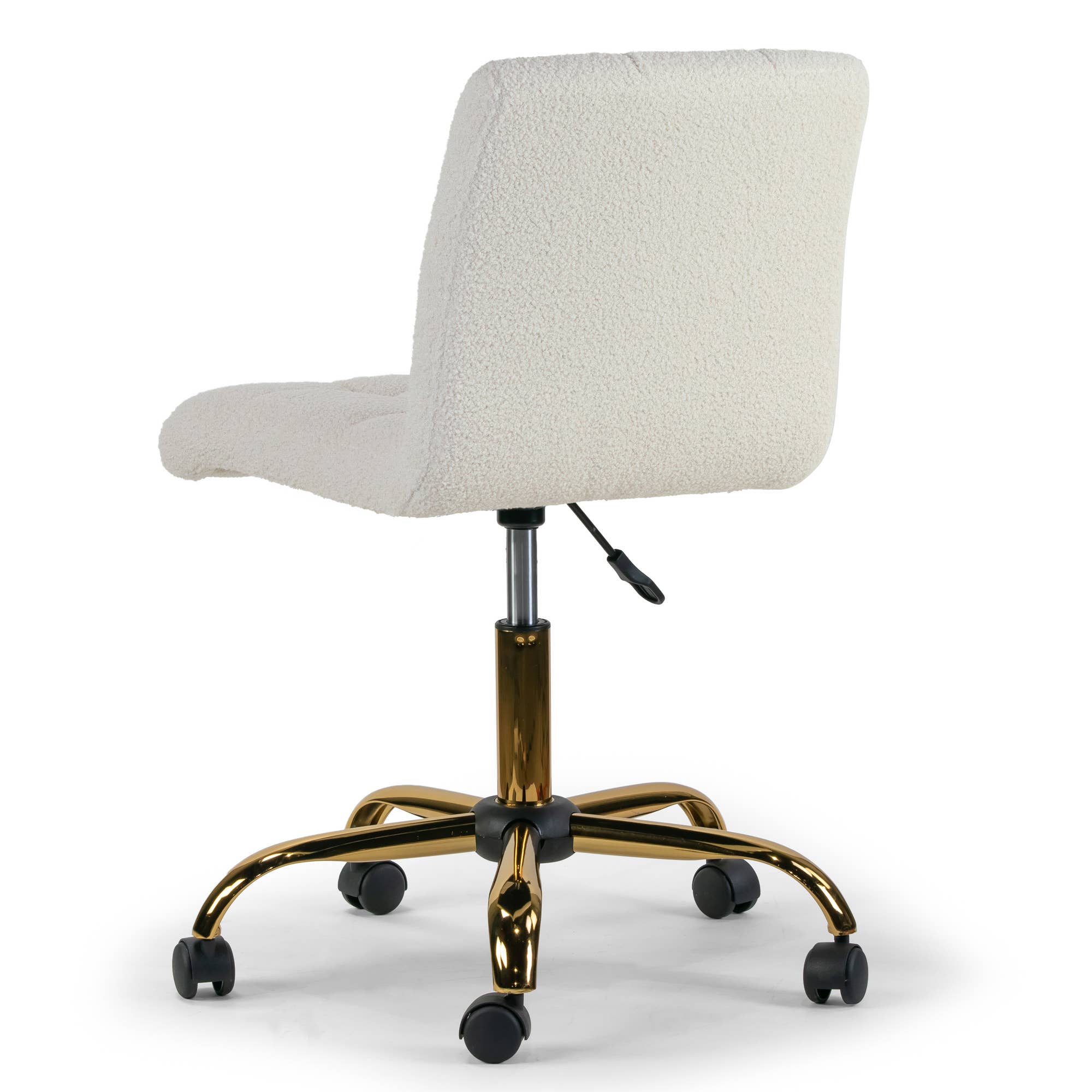 Glamour Home - Wholesale Chair - Aman Cream Boucle Swivel Office Chair with Golden Frame4