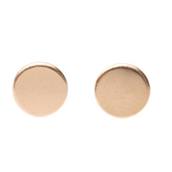 Rose Gypsy - Wholesale Stud/Post Earrings - Gold Flat Circle Studs0