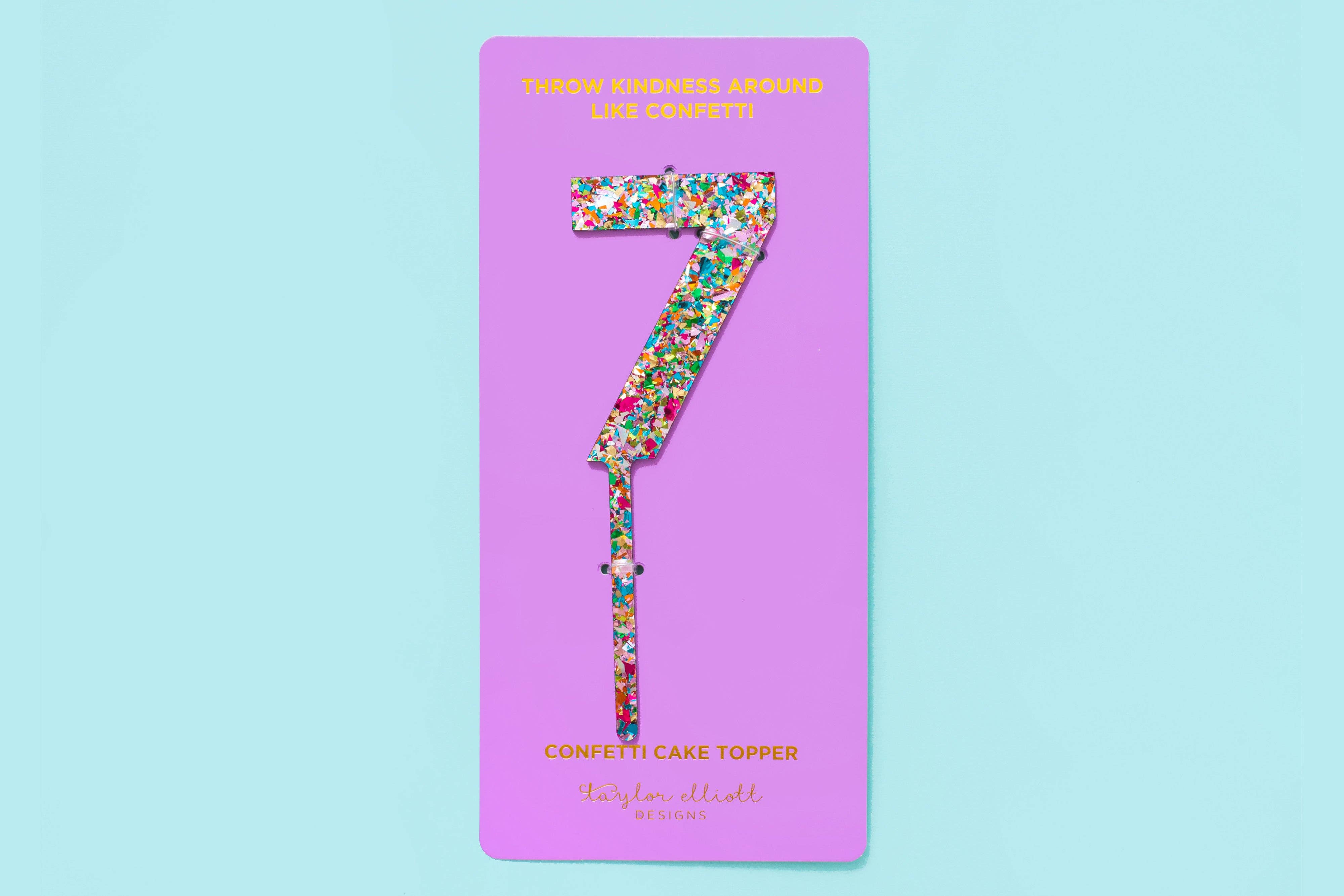 Taylor Elliott Designs - Wholesale Cake/Cupcake Topper - Colorful Confetti Cake Toppers Num 0-9 - Each - Min. 48