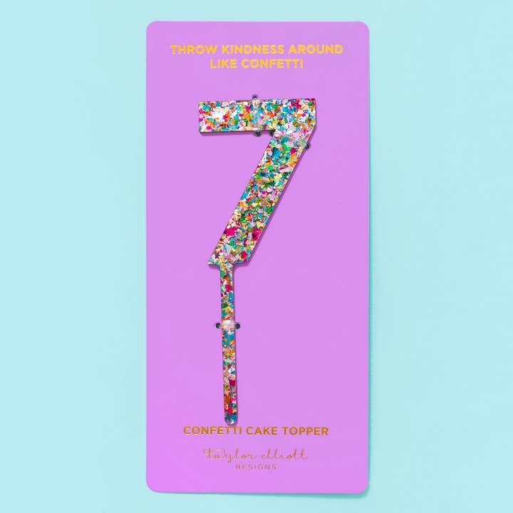 Taylor Elliott Designs - Wholesale Cake/Cupcake Topper - Colorful Confetti Cake Toppers Num 0-9 - Each - Min. 48