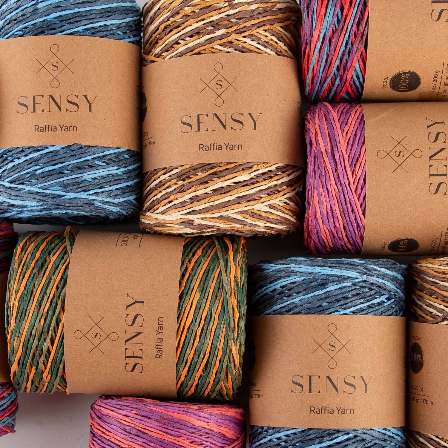 Sensy - Vendita all'ingrosso Lana - Sensy Premium filo di rafia multicolore 185 yard in carta 100%16