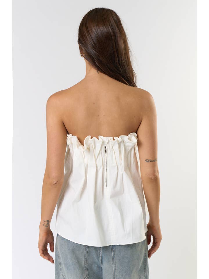 OFF WHITE ILT5239 Pintuck Pleated Tube Top for wholesale on Faire