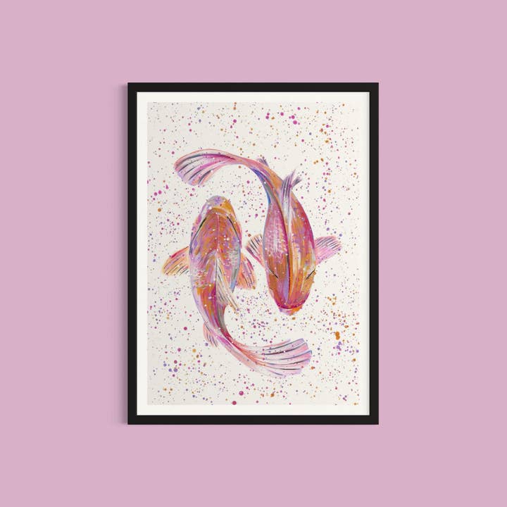 Koi Fish Art Print, Japanese Wall Art, Modern Home Decor for wholesale by Emma LC Art