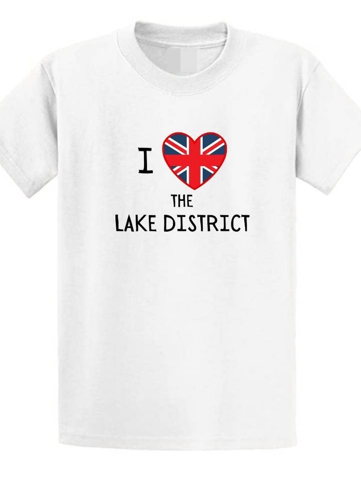 Second Ave T-shirt voor volwassenen, uniseks GB I Love The Lake District voor wholesale door Second Ave Gift Company