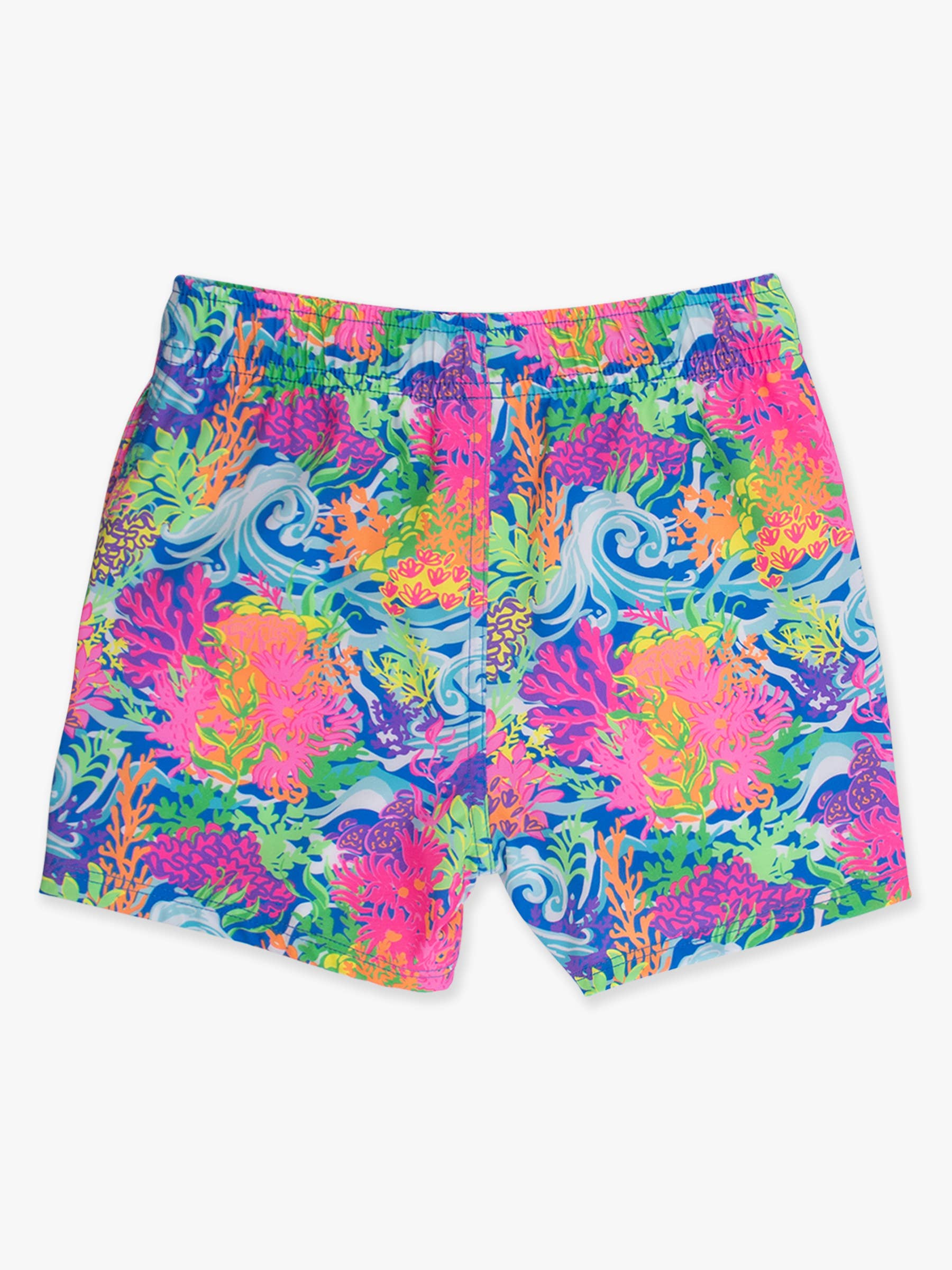 Multi Color Boys Neon Ocean Coral Performance Hybrid Swim Trunks for wholesale on Faire3
