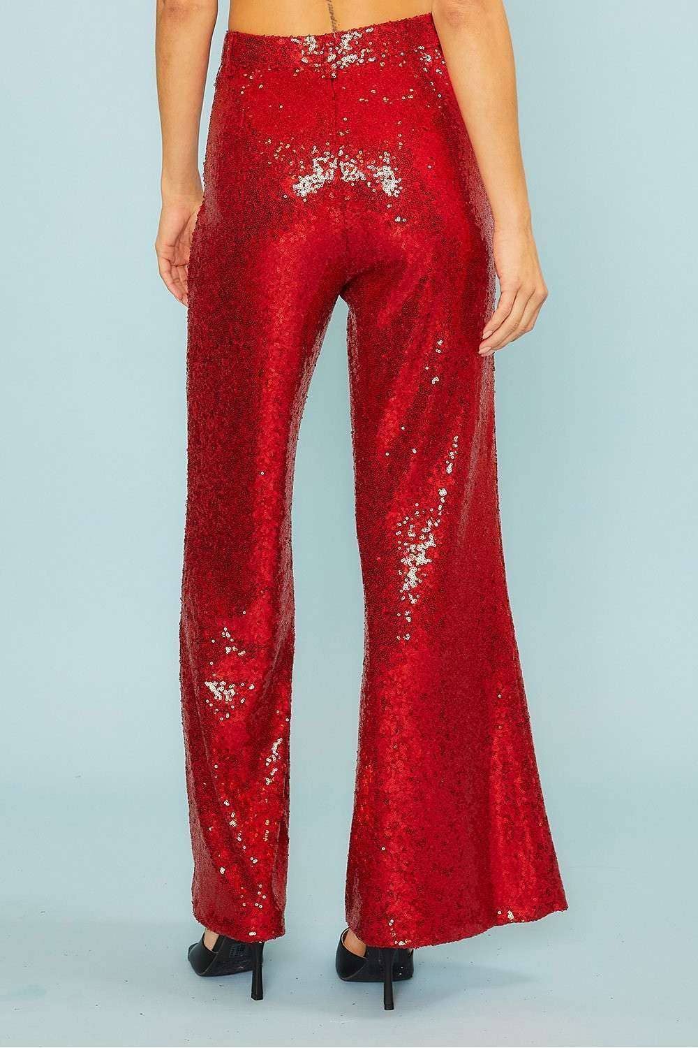 Main Strip - Wholesale Pants - Women's - Sequin Flare Pants – Sparkle Outfit Ready to Ship Party Look1