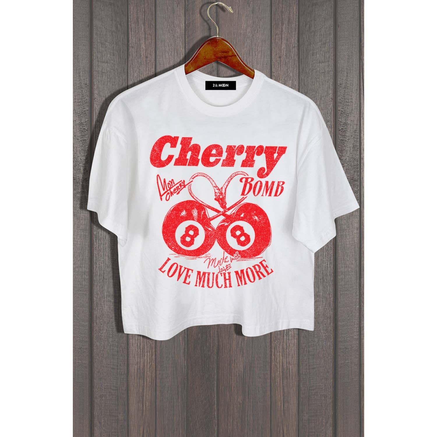 2&moon - Wholesale Screen Printed T-Shirt - Women's - CHERRY BOMB LOVE TOP1