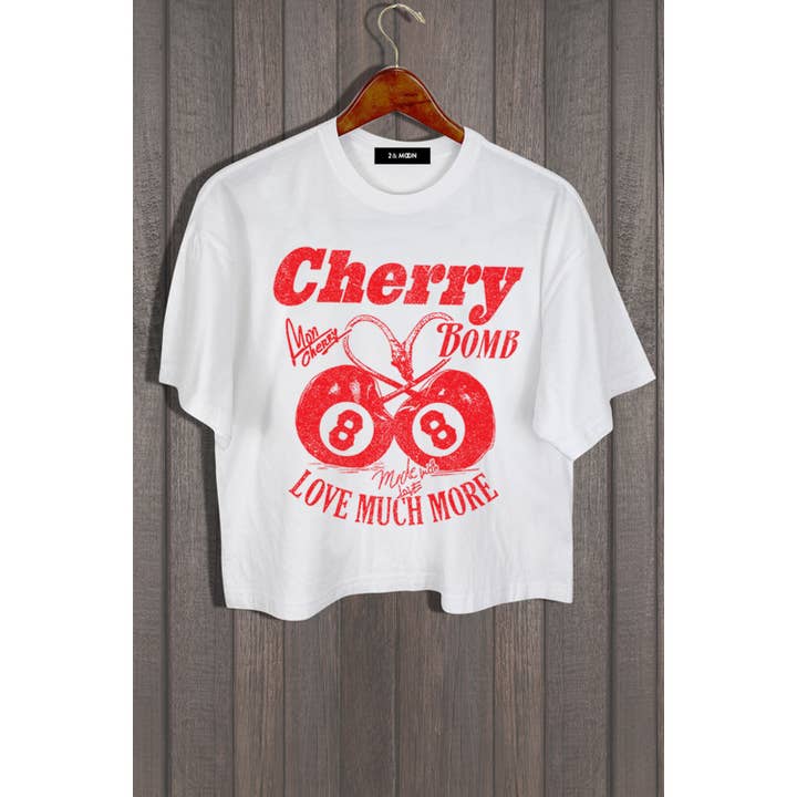 2&moon - Wholesale Screen Printed T-Shirt - Women's - CHERRY BOMB LOVE TOP1