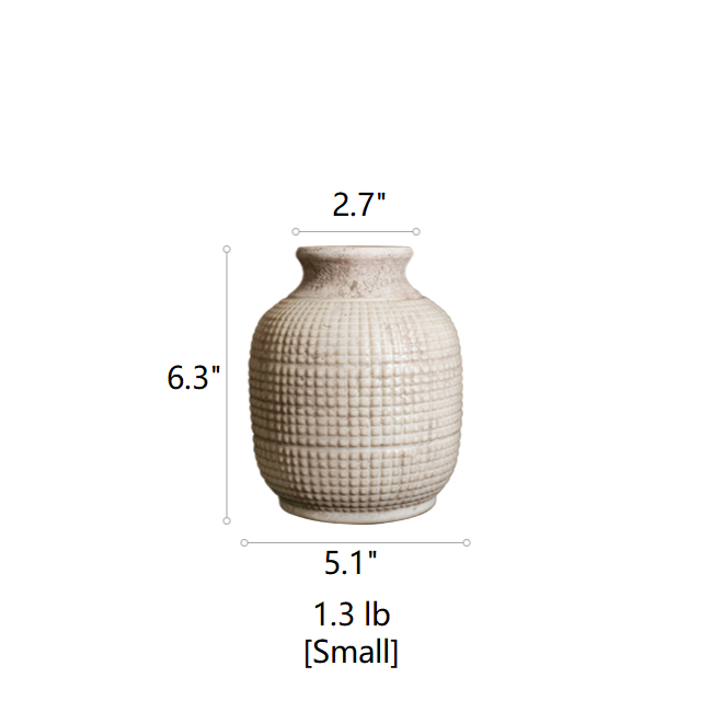 Rustic Reach - Wholesale Vase - White Textured Porcelain Ceramic Jar Vase7