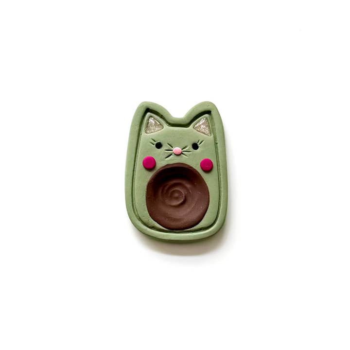 Avocado Kitty Worry Stone for wholesale by Everly Davis Co