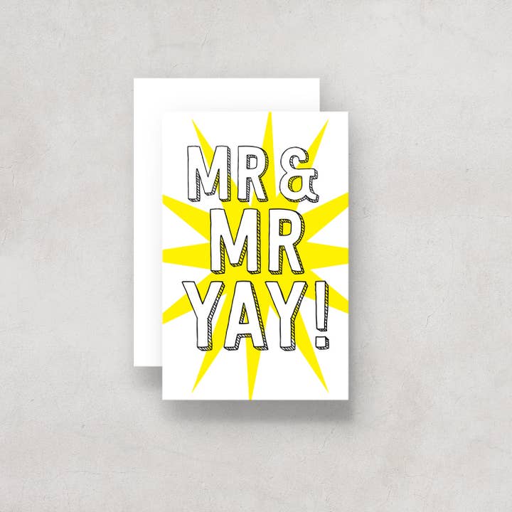 Same Sex Wedding Card Mr and Mr Yay! for wholesale by The Dimpse