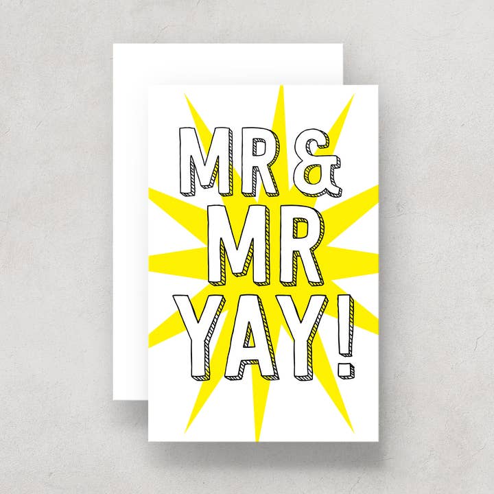 Same Sex Wedding Card Mr and Mr Yay! for wholesale by The Dimpse