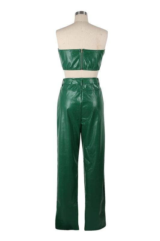 Queen Fashion - Wholesale Top & Pant Set (NOT Loungewear) - Women's - faux leather tube top and pants set7