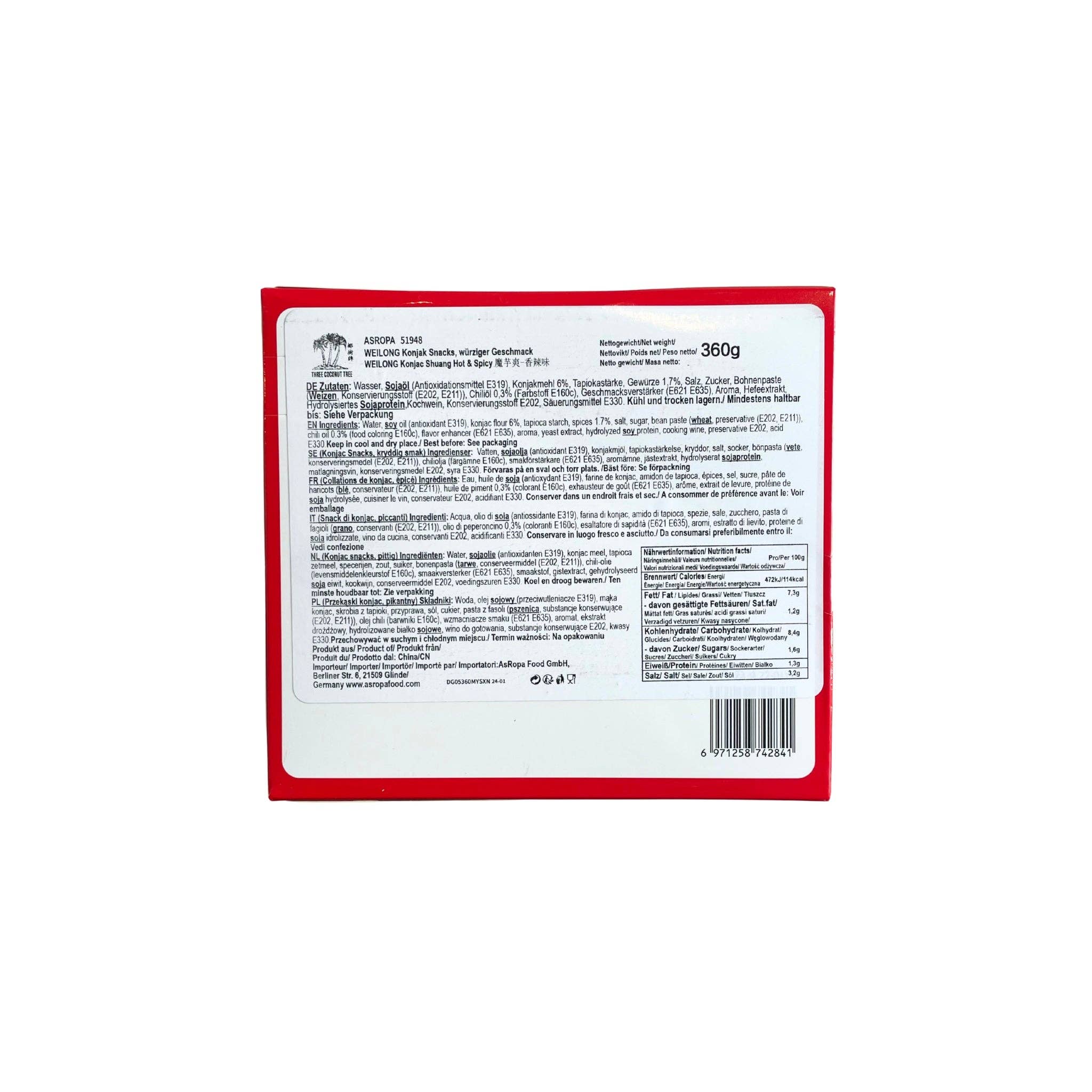 utoppa GmbH - Wholesale Puffed Snack - Weilong Latiao Snack spicy and tangy 360g1