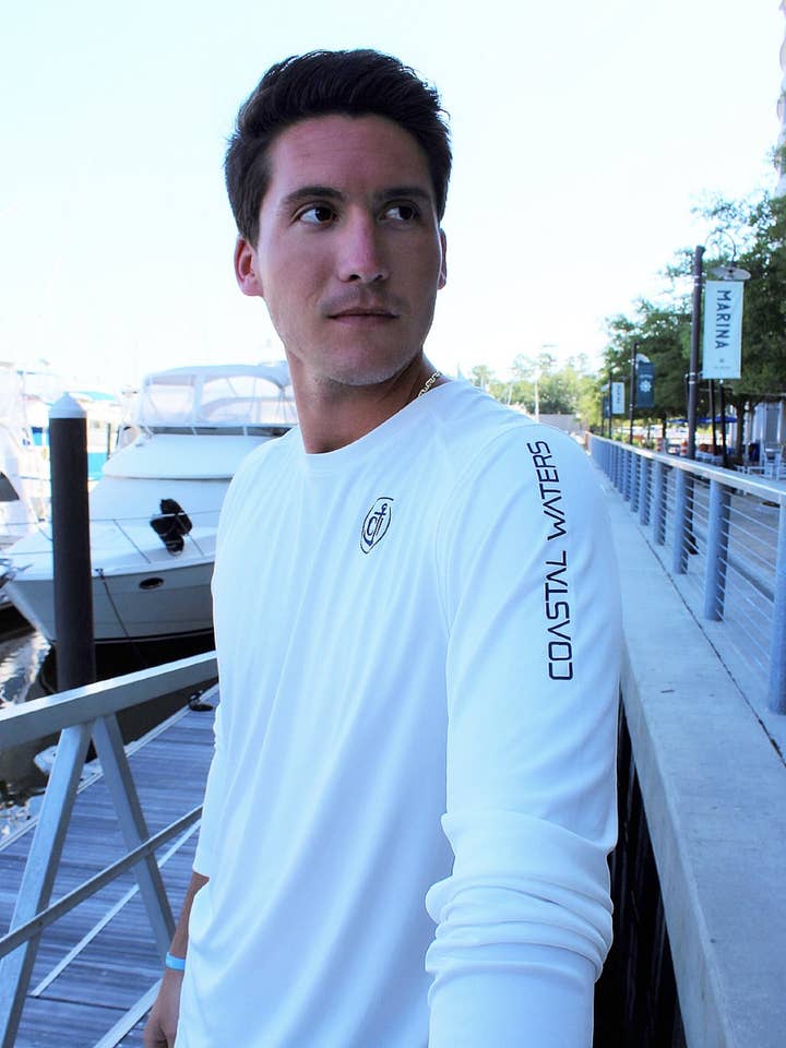 Coastal Waters Supply Company - Wholesale T-shirt – men's - Coastal Waters Crew Neck UPF 50 Sun Protection Tee- White3