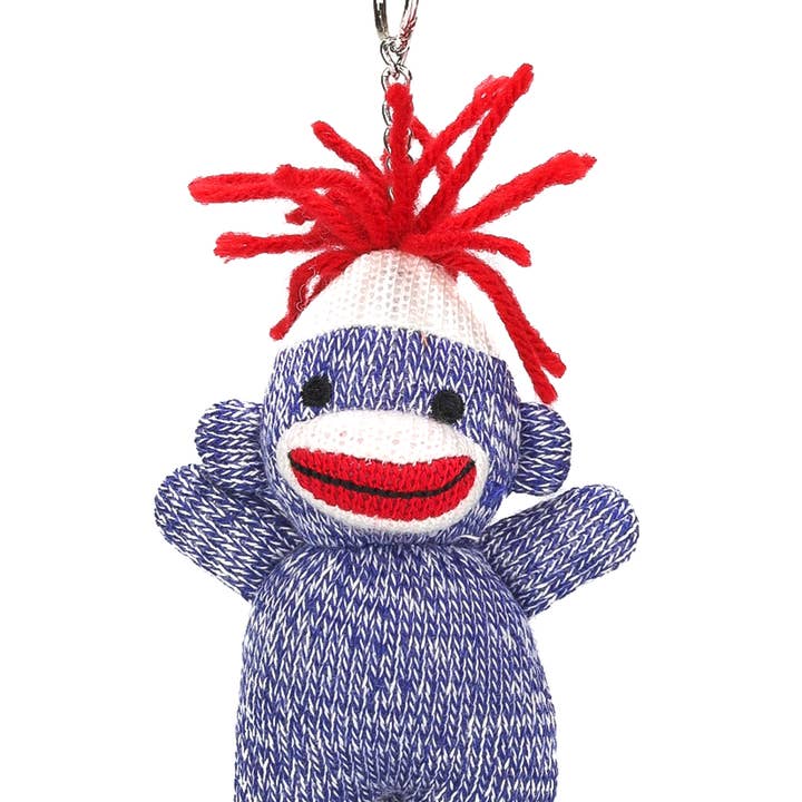 Colors of Love Sockiez Keychain - Blue 4 Plush Sock Monkey for wholesale by Plushland