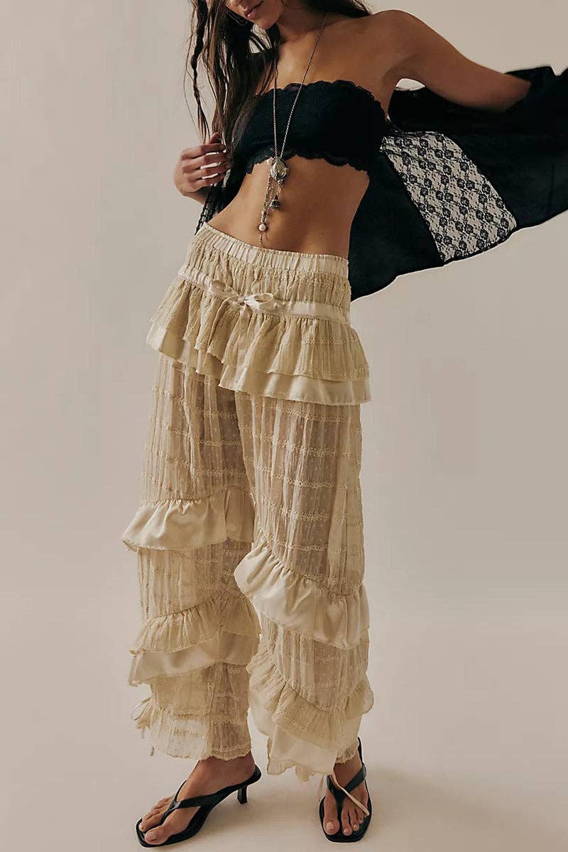 Mccolin - Wholesale Pants - Women's - Tiered Ruffle Casual Pants