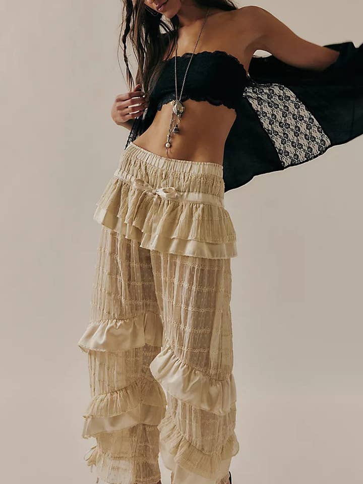 Mccolin - Wholesale Pants - Women's - Tiered Ruffle Casual Pants0