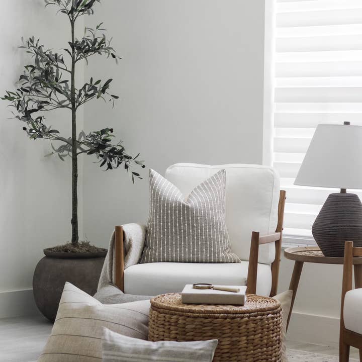 Textileish - Wholesale Throw Pillow Cover - Cream Lumbar Pillow Cover, Neutral Striped Pillow | Perin4