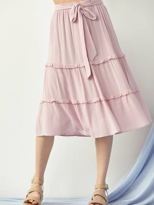 Doe and Rae - Wholesale Skirt - Women's - Ruffle Skirt With Waist Band - 6259S
