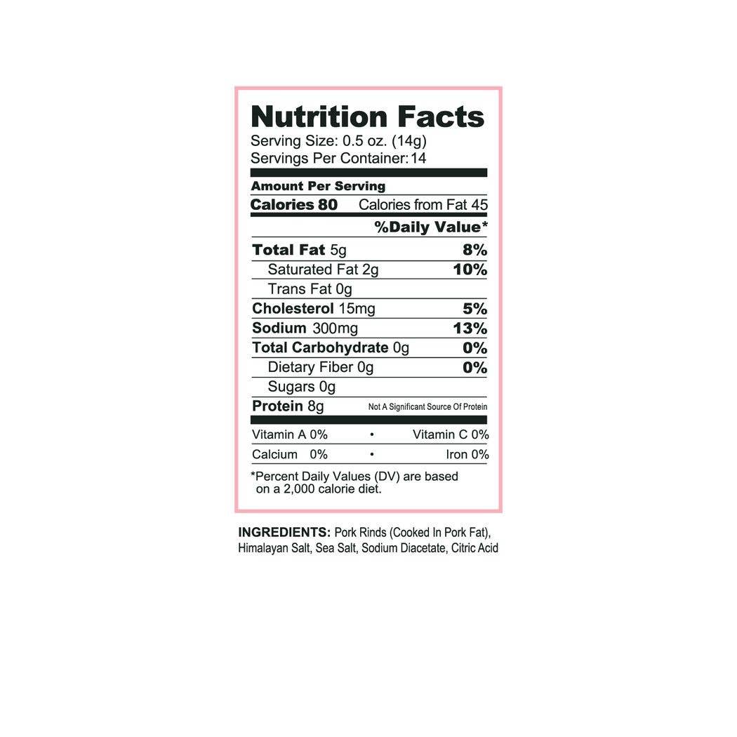 Pork King Good - Wholesale Puffed Snack - Pork King Good  Pink Salt & Vinegar Pork Rinds 7 oz bags2