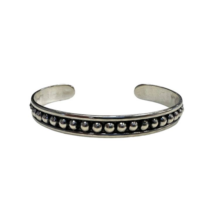 Sterling Silver Dotted Bead Row 8mm Cuff Bracelet for wholesale by Select Lines