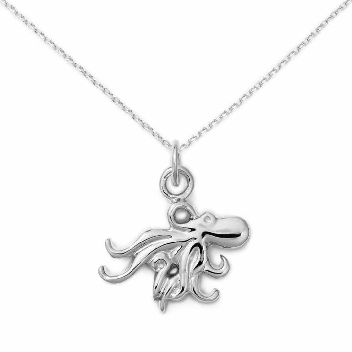 Collier pieuvre en argent sterling par Delicacies Jewelry - Chaque achat aide à lutter contre la faim ! Cadeau gourmand, bijoux alimentaires pour la vente par Delicacies Jewelry