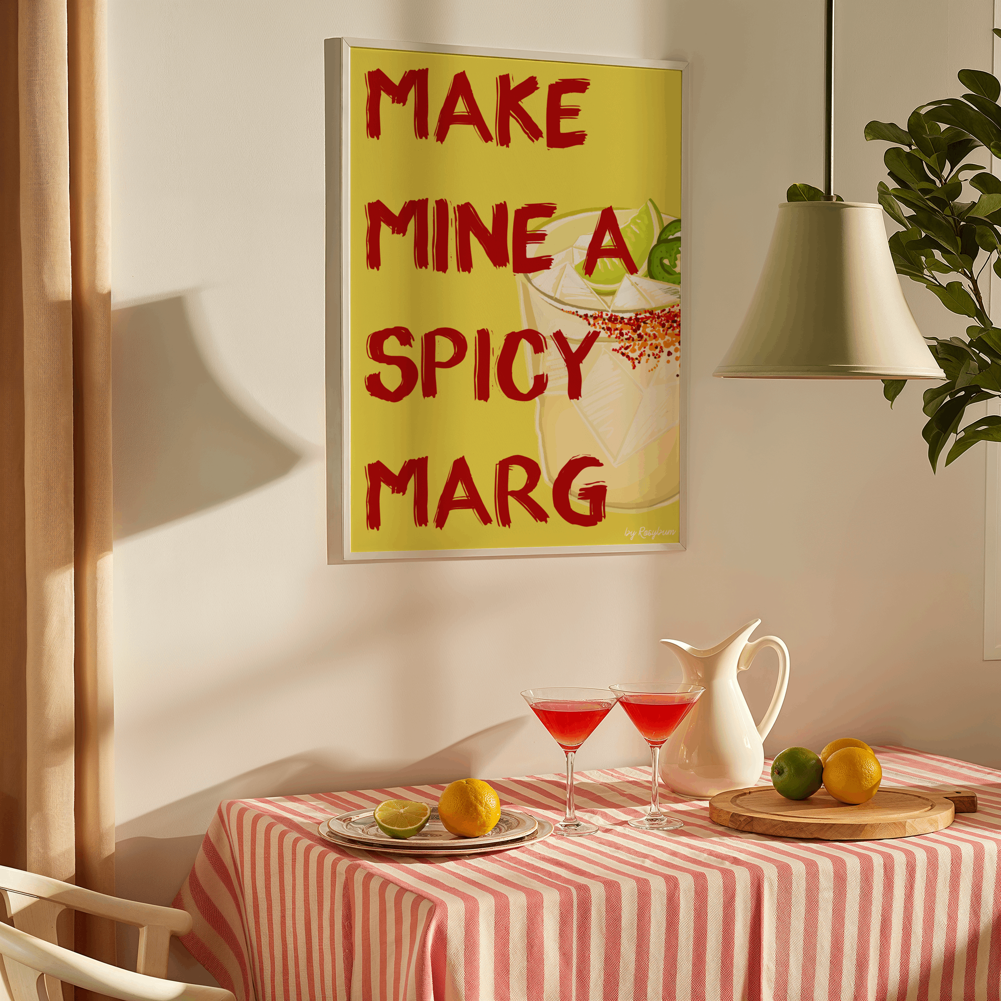 by Rosybum - Wholesale Art Print - Make Mine A Spicy Marg - Spicy Margarita Cocktail Wall Art1