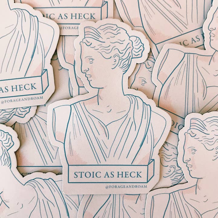 Stoic as Heck Sticker for wholesale by Forage and Roam Design Co., LLC
