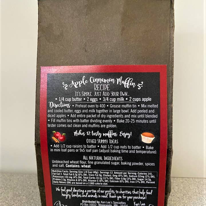 Kari Lee's Specialties - Vente Mélanges pour muffins - Mélange à muffins aux pommes et à la cannelle1