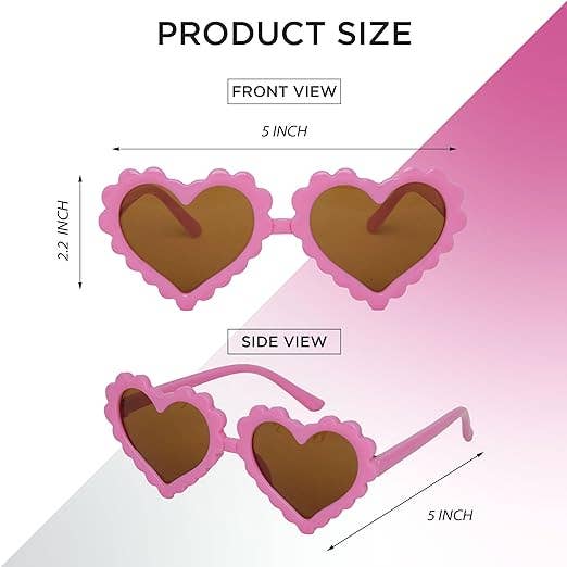 Funky Junque - Wholesale Sunglasses - Kids - Kids Sunglasses - Hot Pink (Scallop Heart)