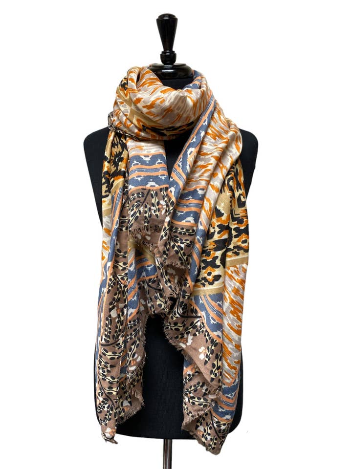 Tan Multicolor Mix Djurtryck Mjuk vinterhösthalsduk för wholesale av Juniper Wish