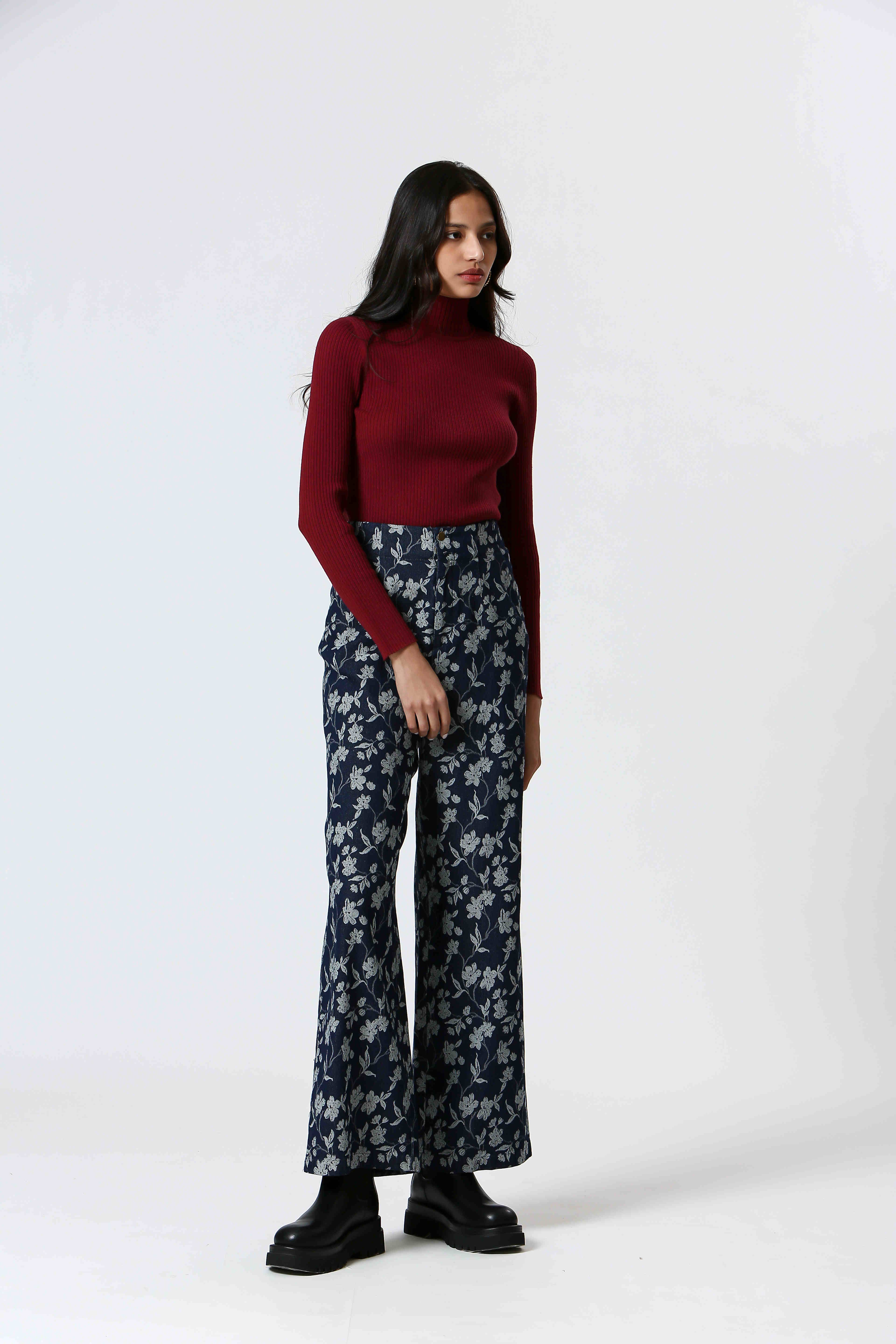 NAVY TK24249142 - Ladies Floral Print Wide Leg Pants for wholesale on Faire2